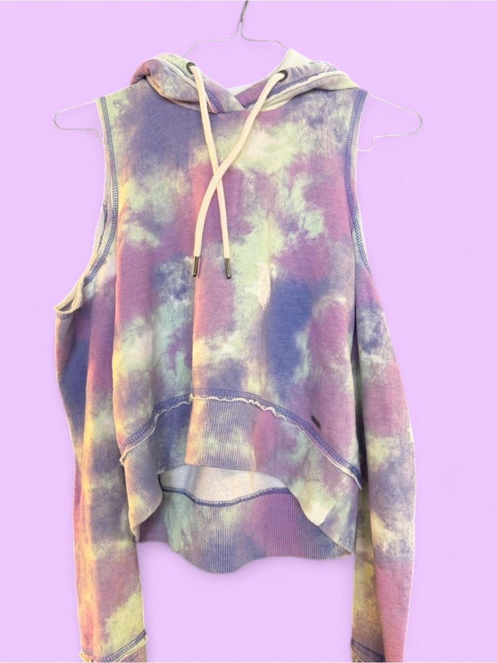 Hollister Sleeveless Tie-Dye Hoodie in Purple, Pink & Green